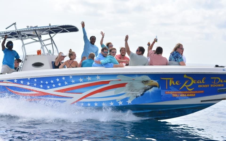 People having fun on a boat tour