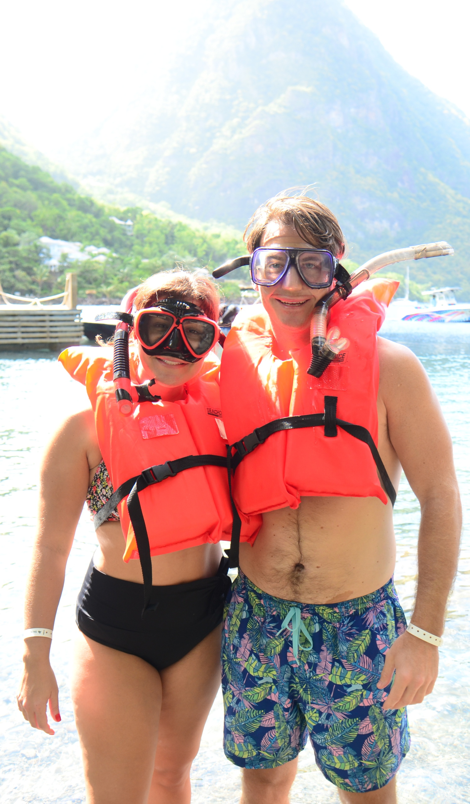 Couple in snorkeling gear in Soufriere St Lucia